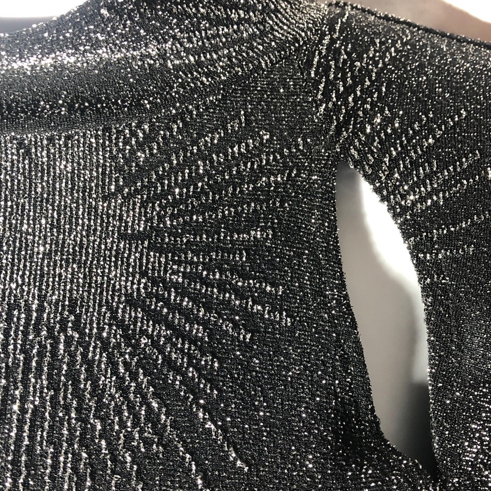 Vintage NWOT Enfocus Studio Black 3/4 Sleeve Sparkle Burst Midi Dress, Size 8 - Picture 3 of 8